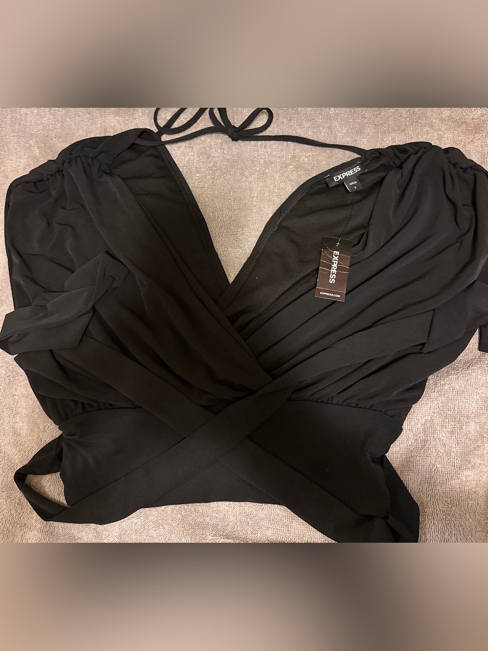 Express Women's Black Wrap Top